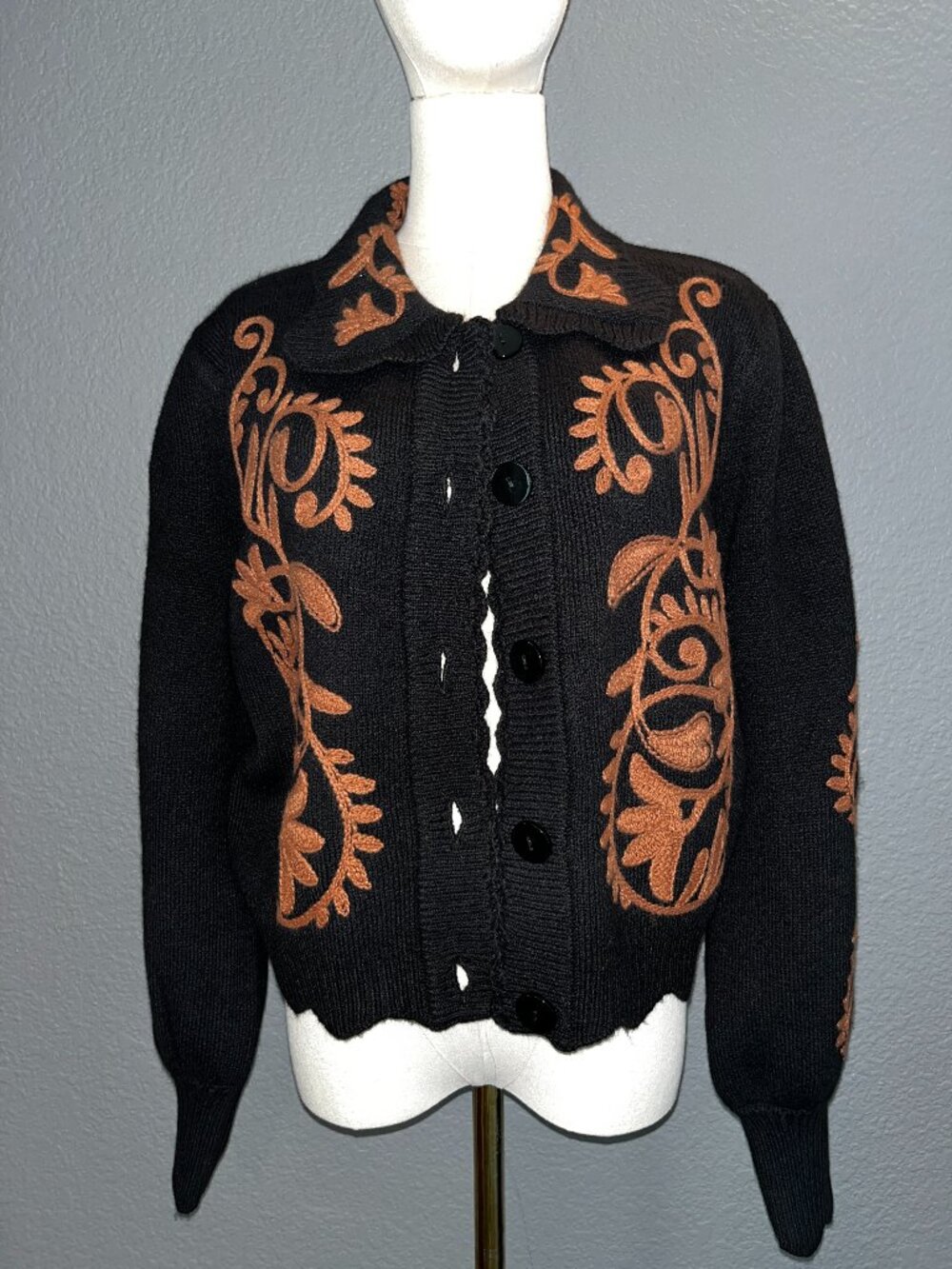 FARM RIO CORNELY AINIKA KNIT CARDIGAN EMBROIDERED WOOL BLEND SWEATER NEW W/TAG M